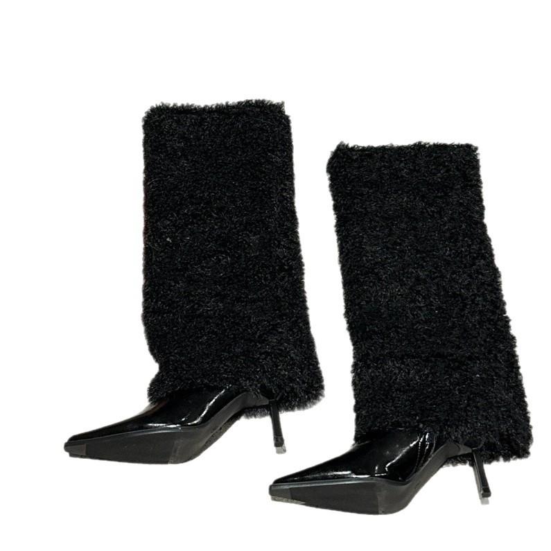 French Celebrity Style Hair Boots Children 2025 Autumn and Winter New Pointed Thin Heel High Heel Women's High Boots