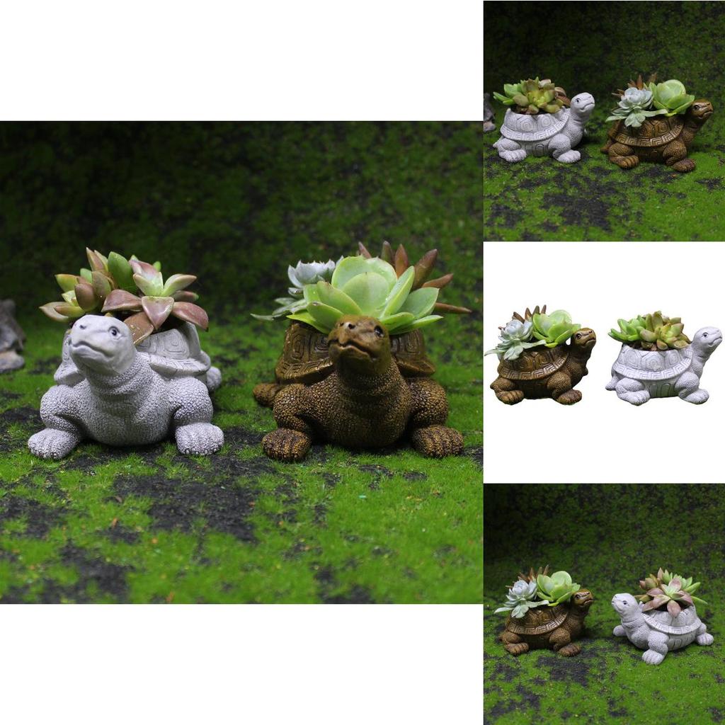 Resin Tortoise Planter With Garden Miniature For Indoor Decor And Giftgiving