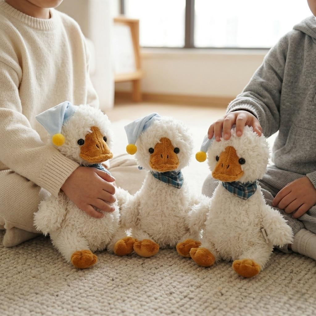 364880Cm Nightcap Duck Plush Toys Cute White Duck Stuffed Doll Soft Accompany Sleep Toy Room Decor Toys Birthday Gifts