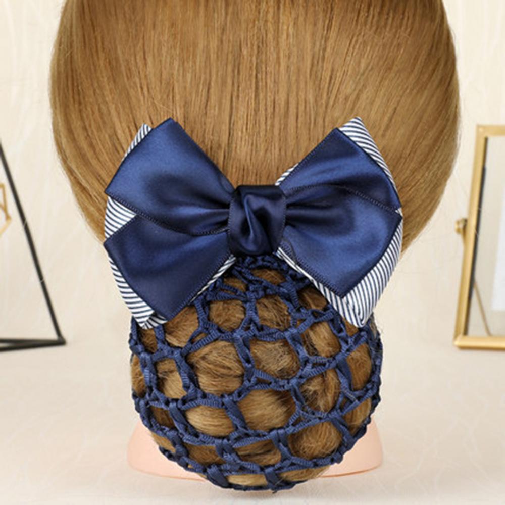 Hair Bun Cover Hairnet Lady Pro Bow Hair Clip Cover Bowknot Bun Snood Hairnet Bun Hair Net Ballet Dance Skating Crochet Hairnet