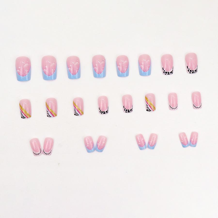 French Rainbow Cow Print Nail Tips – Vibrant, Cute, and Personalized for Summer