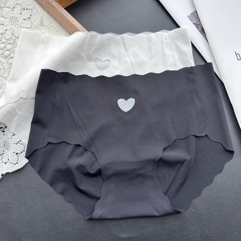 Women's Spring and Summer Love Ice Silk Without Trace Wavy Waist Underwear