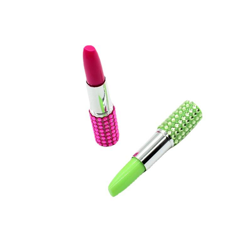 Korean-Style Rhinestone Lipstick Ballpoint Pen & Lip Balm Gift