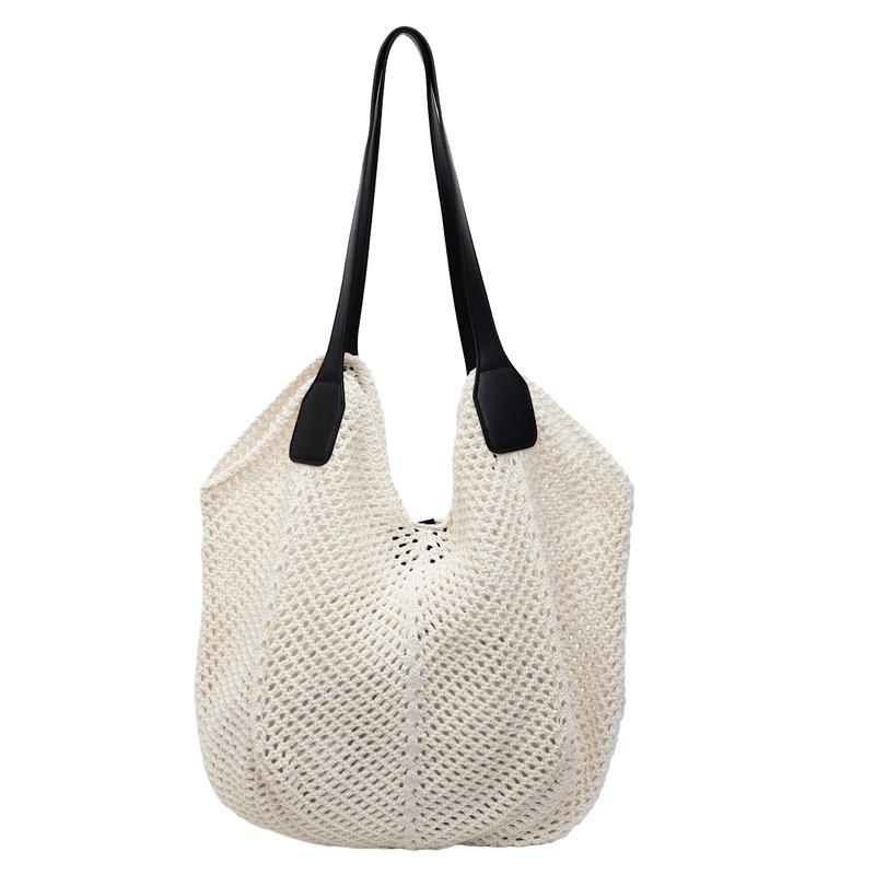 Niszowa torebka z plecionki siatkowej na wakacje nad morzem, damska nowa torebka pod pachę o dużej pojemności, torba tote do dojazdów do pracy