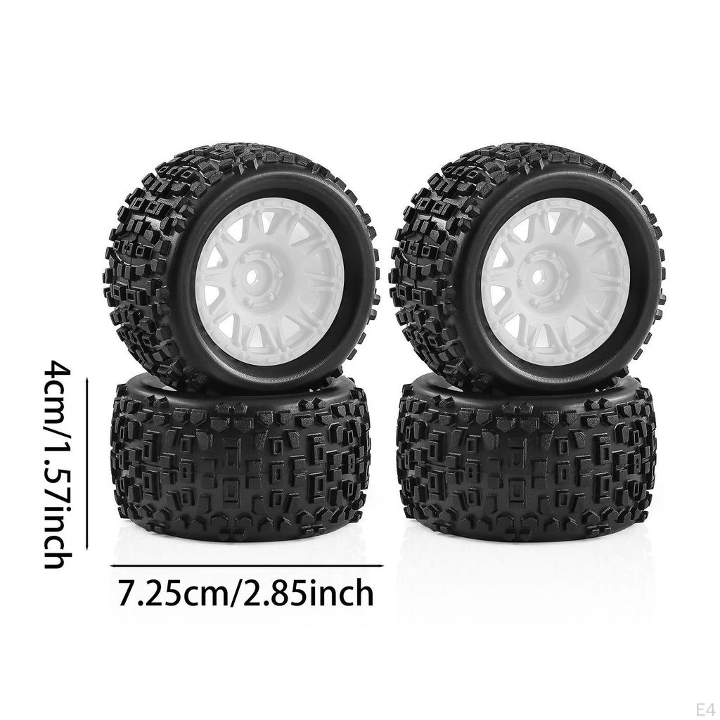 4 Pieces 1/18 RC Car Wheels and Tires Accessories Portable, Sturdy Easy to Install Direct Replaces,