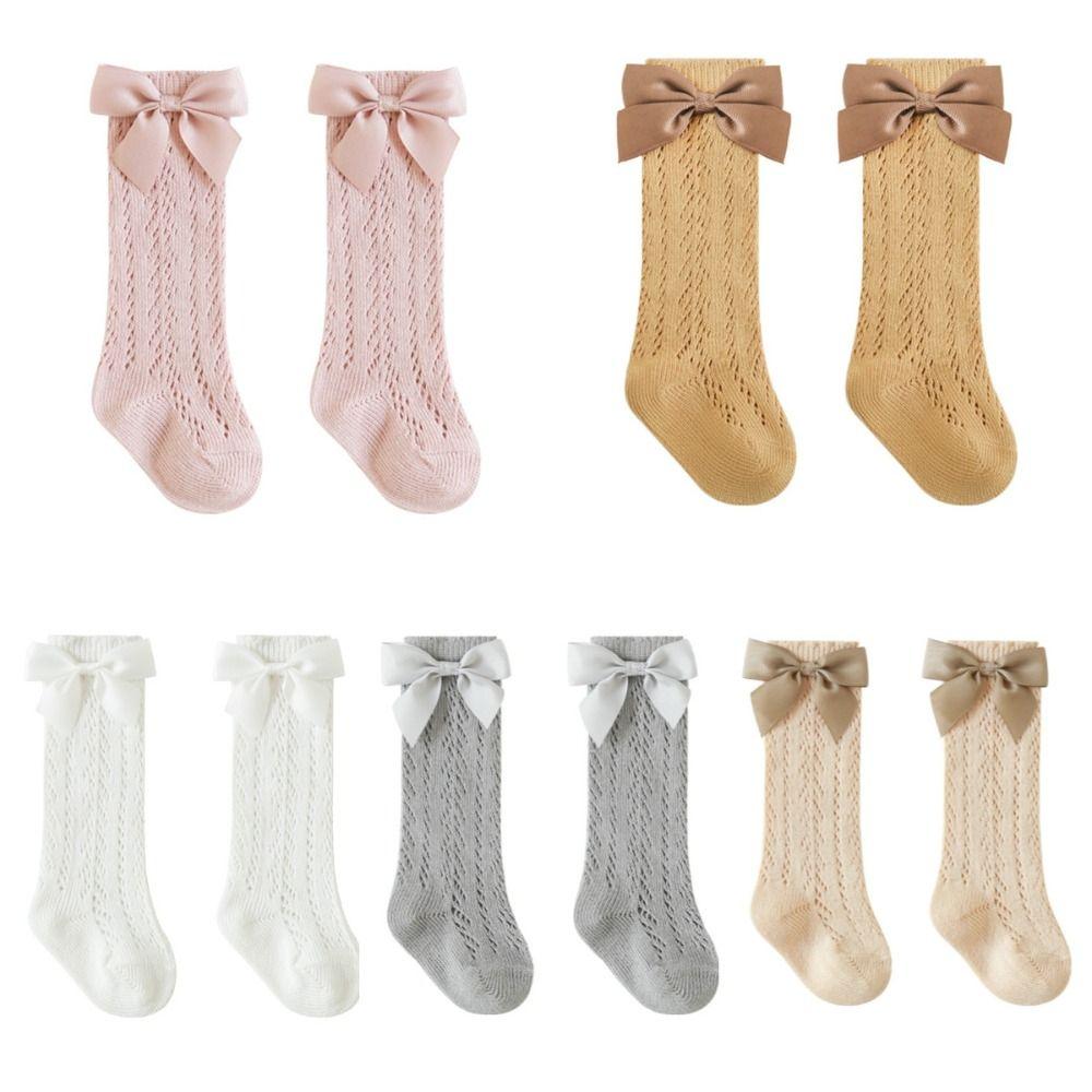Bowknot Mesh Princess Socks Soft Children Long Tube Socks Stockings Girl's Cotton Socks  Lolita