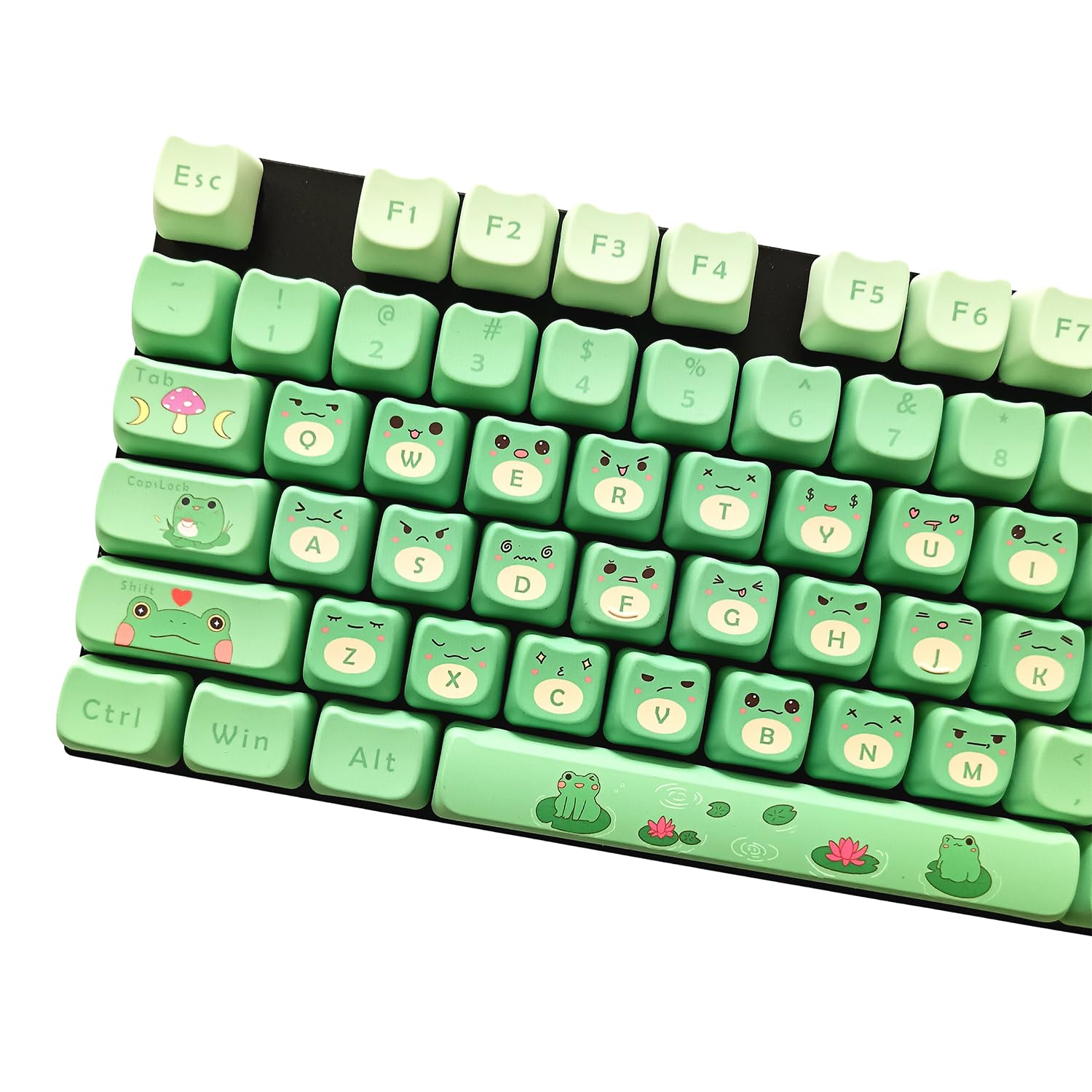 

Механічні клавіші PBT Милий дизайн жаби 104 клавіші Кастомні клавіші Подарунок на свято, день народження зелений