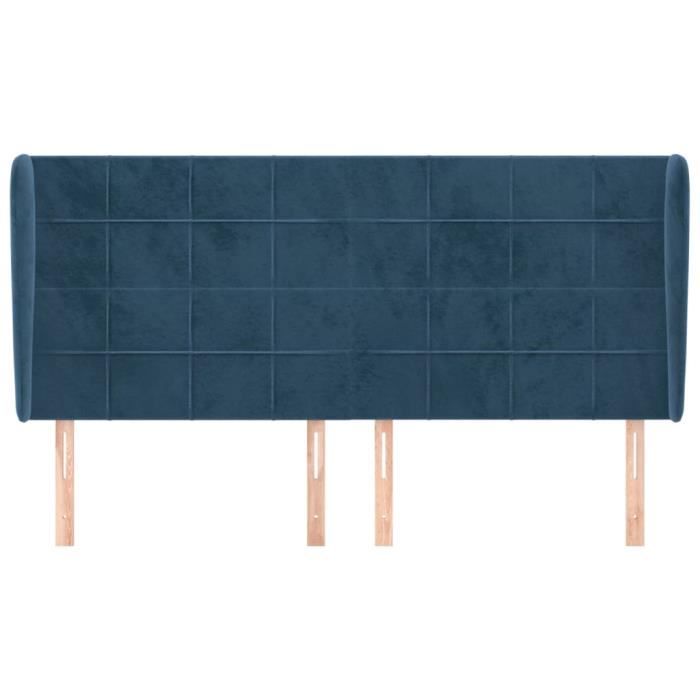 VidaXL Tête de lit avec oreilles Bleu foncé 163x23x118-128 cm Velours3118014