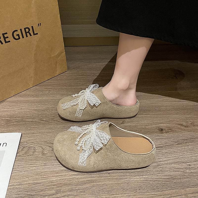Xiaoxiangfeng half slippers women's summer wear versatile girl's heart sandals bow cute with skirt bag head slippers