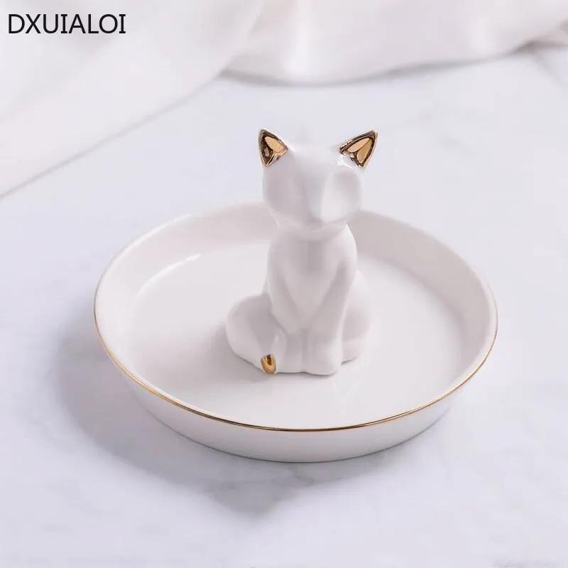 Ceramic Handicrafts Creative Fox Jewelry Tray Home Decoration Accessories Desktop Storage Ornaments