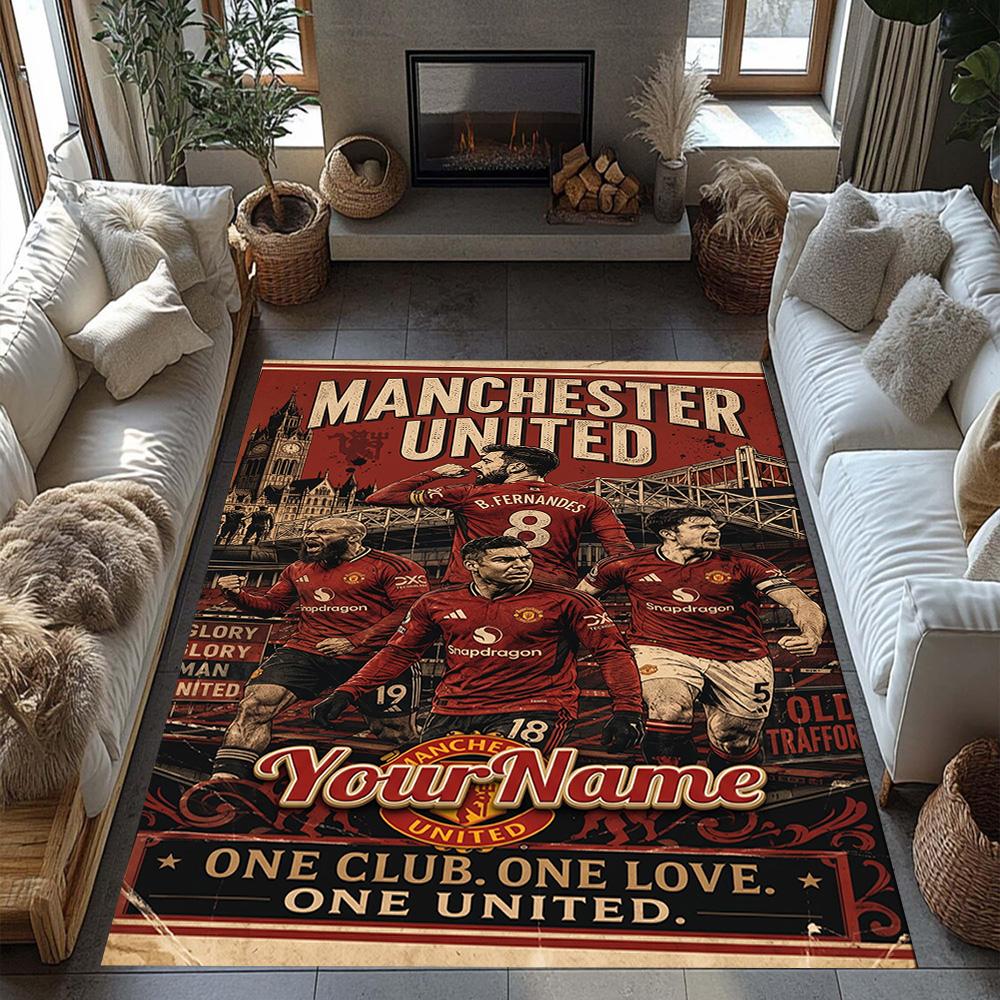 Manchester Customizable Name Carpet Design for Playrooms Kitchen Bedrooms Outdoor Antislip Carpet Anime Office Decor Perfect Gift for Friends & Family