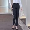 Women's Business Casual Black High Waist Straight Leg Trousers