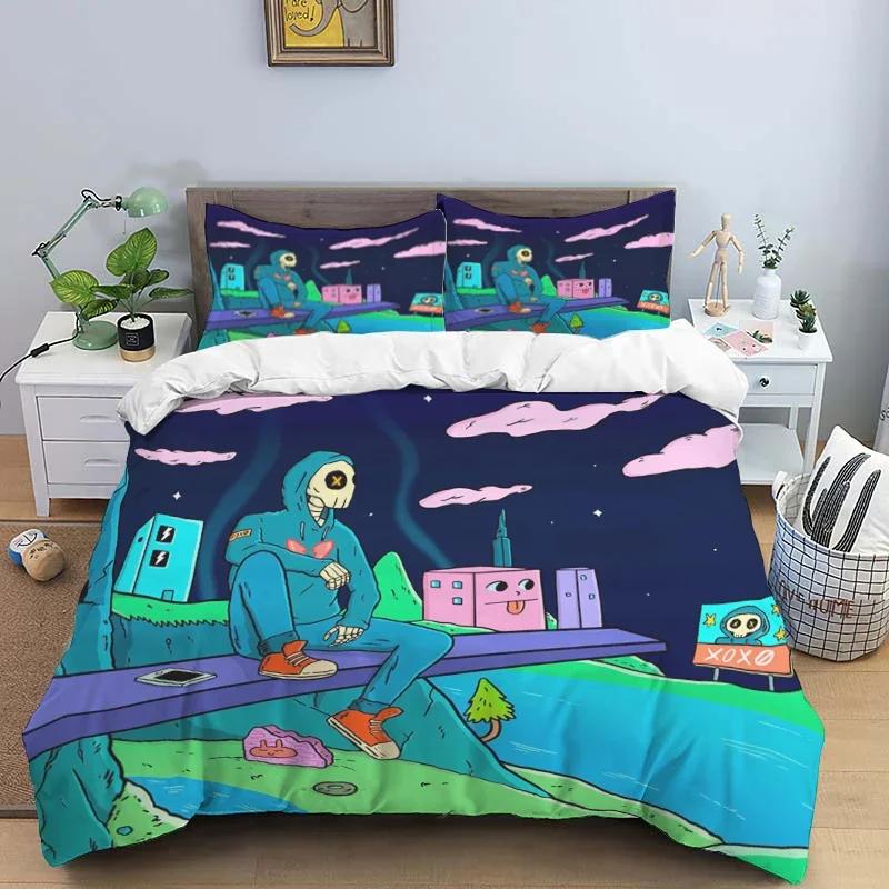 American cartoon illustration Print Polyester Bedding Sets Children or Adults for Beds Quilt Cover Pillowcase Anime bedding set