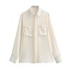 2025 Spring European & American Style Women's Color Block Topstitched Shirt