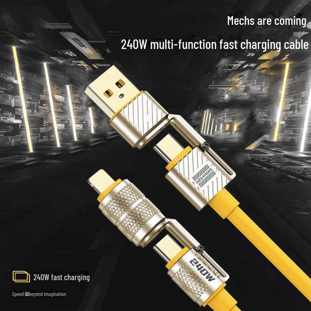 Cablu de încărcare rapidă PD 4-în-1 de 240W pentru Apple/Huawei, Dual Type-C