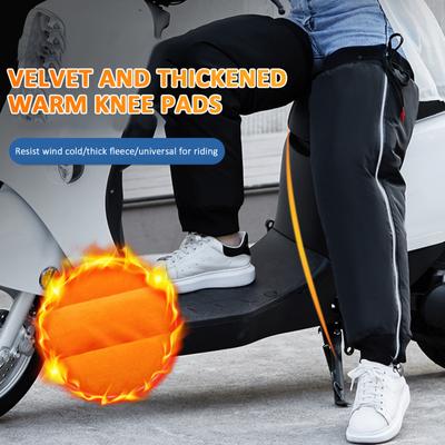 Motocross Knee Brace Velvet Knee Pads Warmers With Reflective Zipper Knee Protector Motorcycle Winterization For Bike Cycling