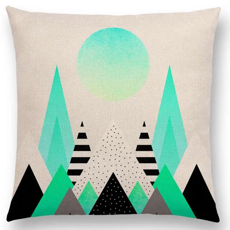 Neuer Sonnenaufgang Und Mond Verträumte Gipfel Farbenfrohe Berge Welt Abstraktes Geometrisches Muster Kissenbezug Auto Sofa Dekokissenbezug