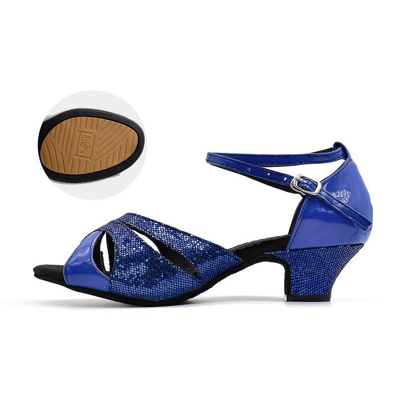 Summer Women's High Heels Sexy Openwork Open Toe Stiletto Sandals Mid-heel Ankle Buckle Strap Sandals Latin Style Dancing Shoes