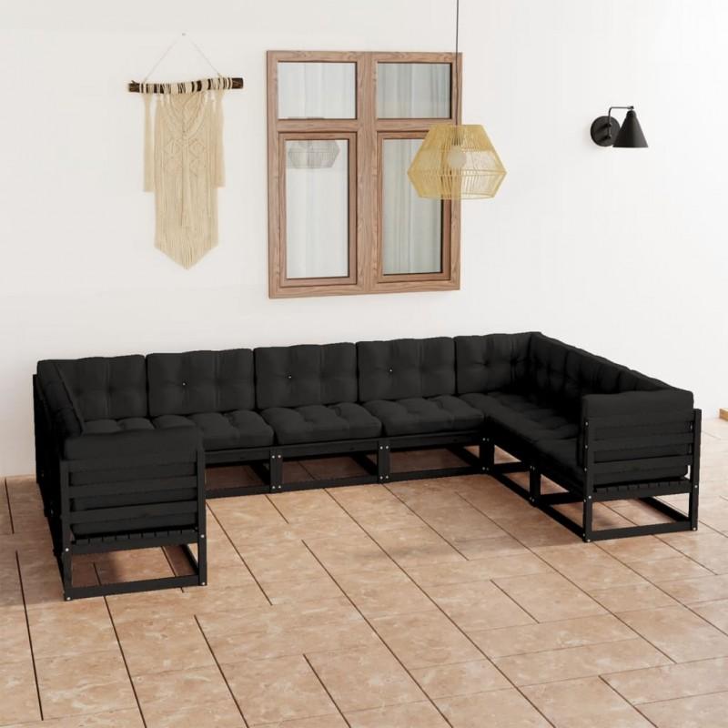Day and Night - Day and Night 9-piece Garden Furniture Set with Black Pine Wood Cushions