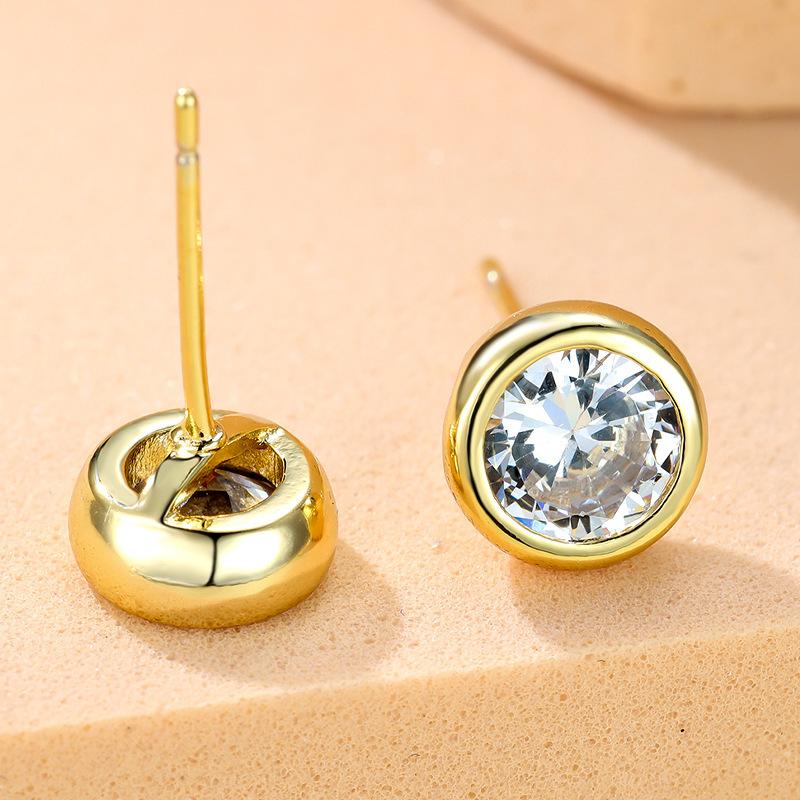 Douyin Popular Round Zircon Stud Earrings Bubble Shape Earrings Men's and Women's Earrings Fashion Versatile Temperament Ear Jewelry