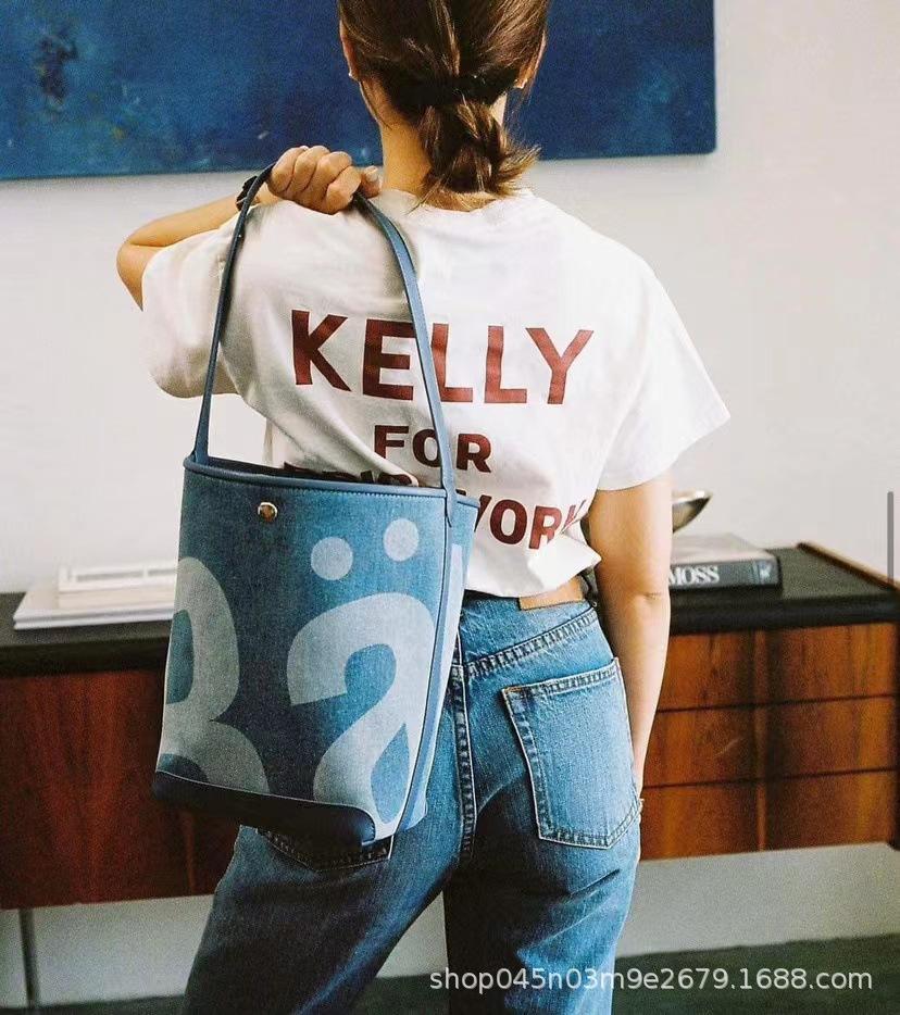 

Сумка-ведро Модная сумка Большая вместимость Простая универсальная сумочка синий