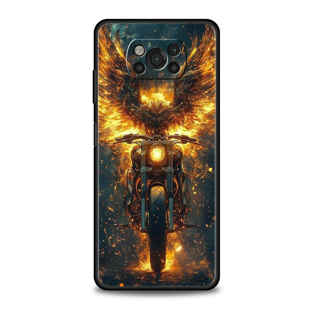 

Motorcycle Phone Case for Xiaomi Poco F7 F6 F5 F4 F3 X6 X5 X4 X3 NFC F7 Ultra M4 C51 C55 GT 5G Soft TPU Cover Fundas Capas Coque Poco X7 Pro