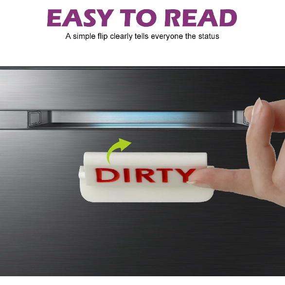 Magicfour Dishwasher Clean Dirty Sign, Adhesive Flip Sign for Dishwashers, Easy to Read for Kitchen Storage and Decoration Accessories (1 Pack)