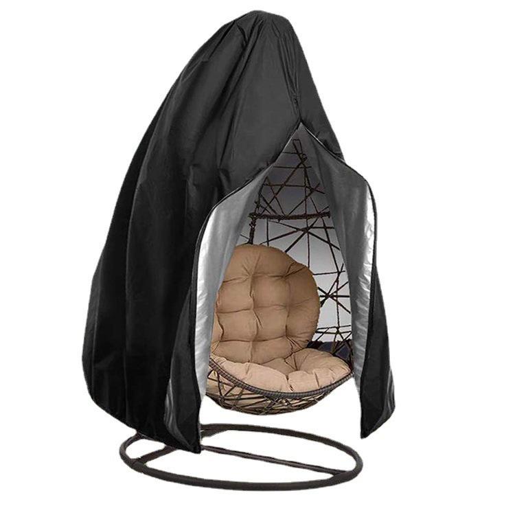 Silver Coated 210D Oxford Cloth Outdoor Eggshell Swing Chair Dust Cover with Middle Opening Zipper