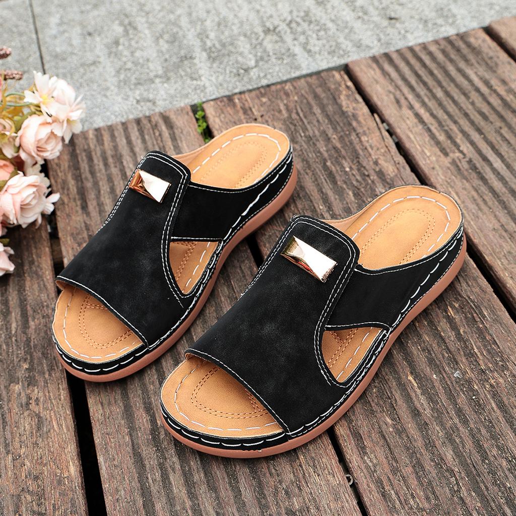 Pegged-toe and Pointed-toe Fashion Sandals for Women, New Large-size Roman Women's Slippers, Outdoor Thick-soled Beach Slippers