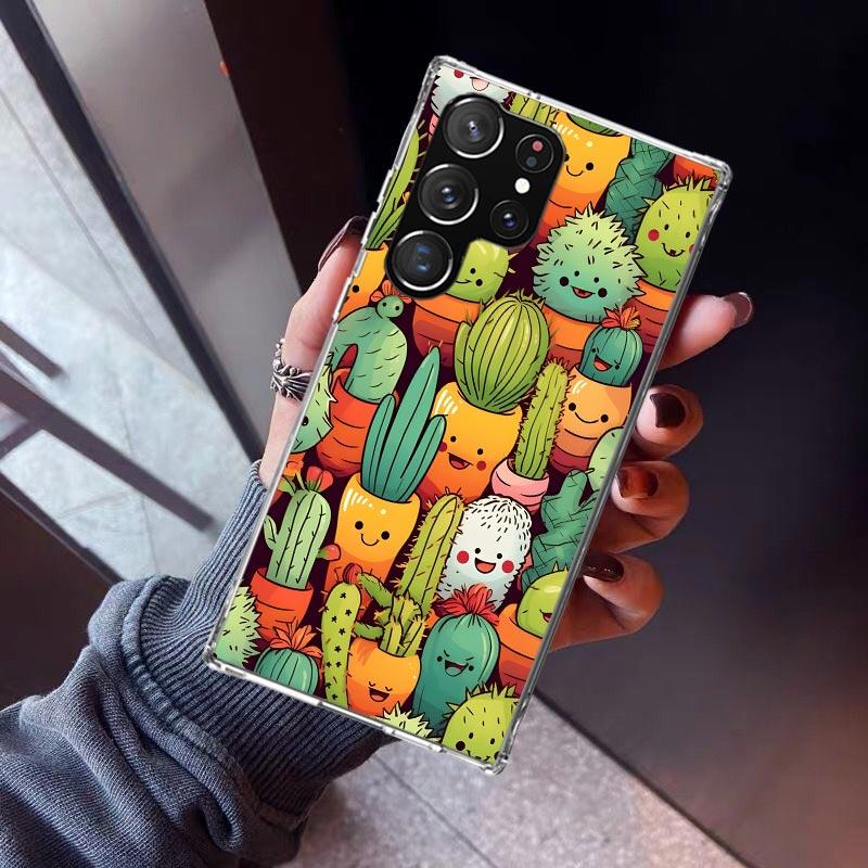 Cartoon Plant Cactus Phone Case For Samsung Galaxy S23 S24 S25 Edge S26 Ultra S22 + S21 Plus S20 FE Cover Silicone Print Shell G