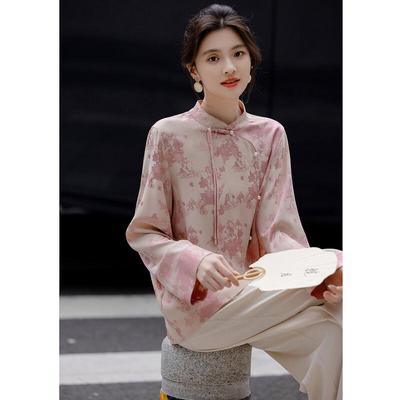 Demana Neue Chinesische Stil Stehkragen Jacquard Bluse