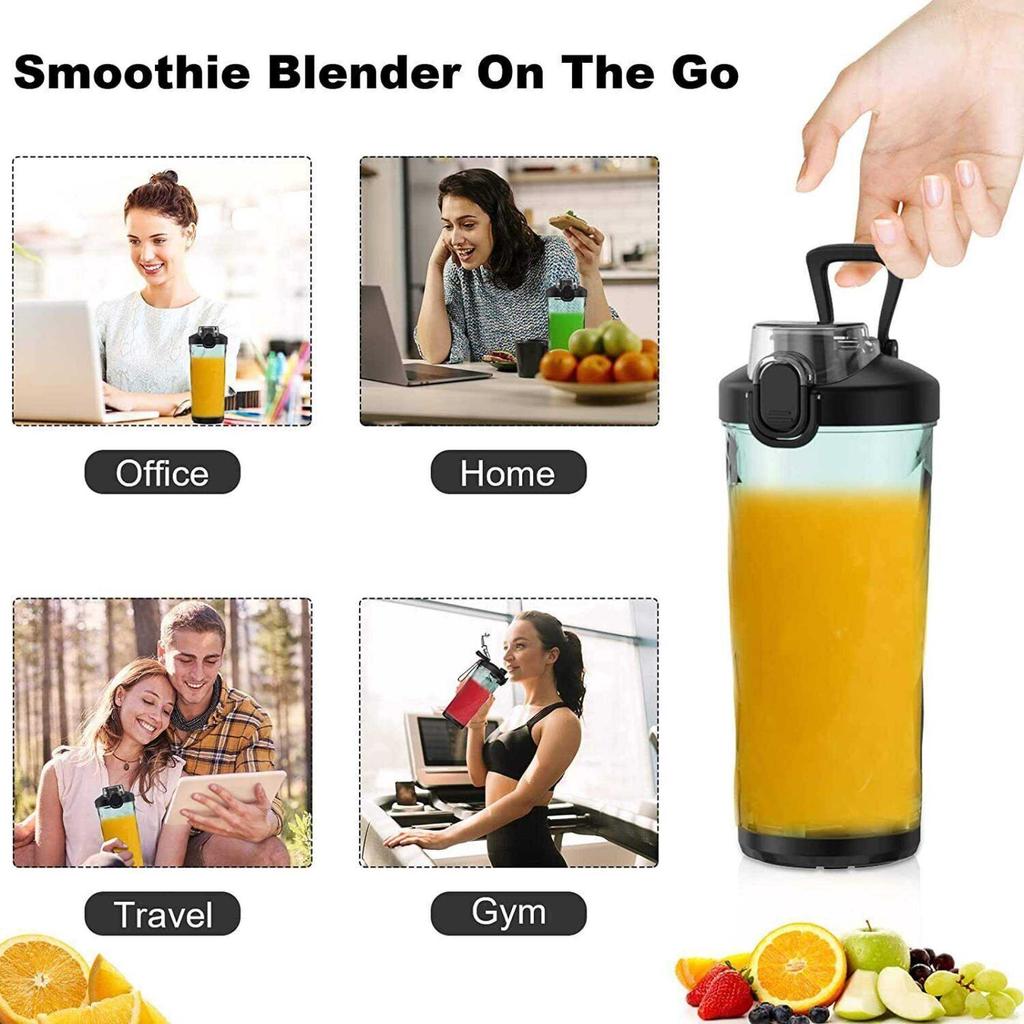 600ml Portable Blender 240W USB Rechargeable Electric Juicer with 6D Blades, BPA-Free, 4000mAh Lithium Battery, Quick Charge, Small Container for
