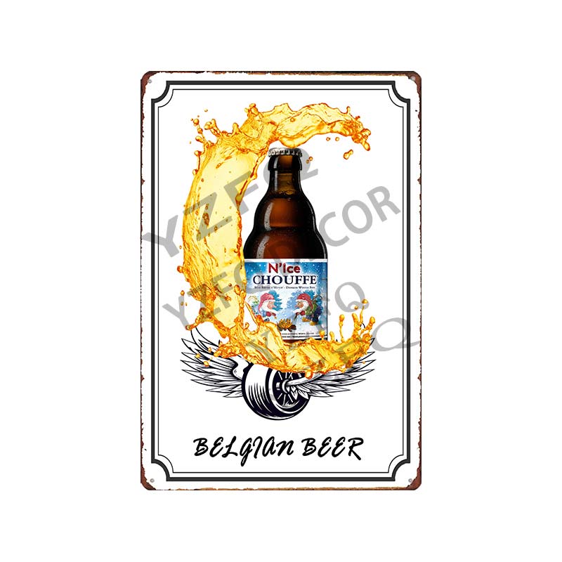 30X20CM Hoegaarden Orval Chouffe Beer Tin Sign - Vintage Metal Plate, Perfect for Bar/Pub/Kitchen/Home/Coffee Wall Decor Poster