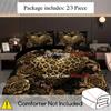 2/3Pcs Leopard Print Love Rose Flower Duvet Cover Set (1 Duvet Cover + 1/2 Pillowcase Without Core) Luxury Retro Romantic