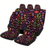 Peace Love Flowers Fit Car Seat Cover Set For Most Vehicles - Heavy-Duty Full For 2 Front & Rear Seats (Driver/Passenger), All-S