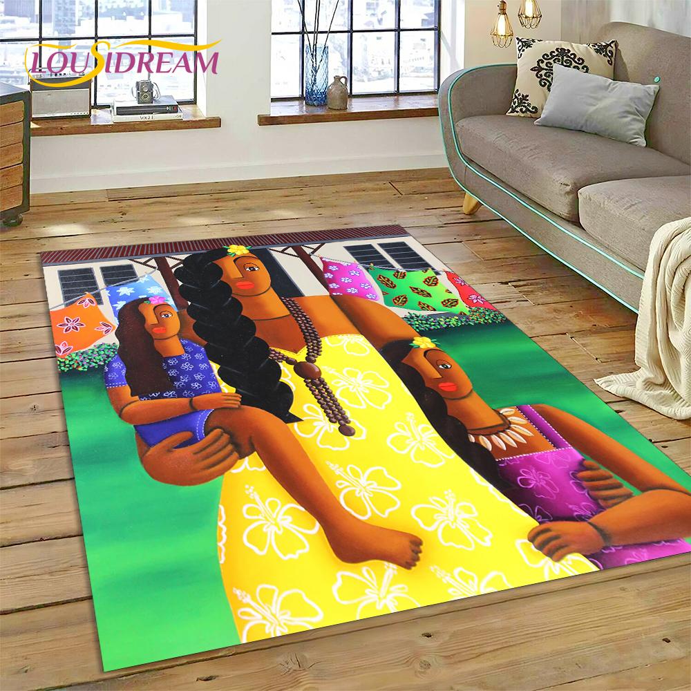 Cartoon Africa Ethiopian Custom Painting Art Carpet Rug for Bedroom Living Room Home Sofa Decoration,kids Large Decor Floor Mat
