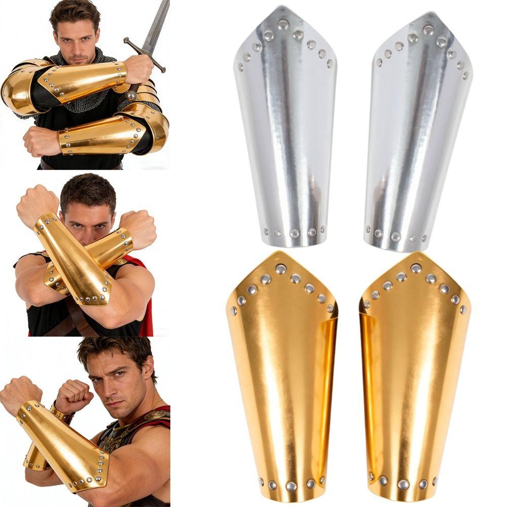 Shiny Metallic Knight Arm Guard Role Playing Cosplay Arm Cuff Medieval Bracers Renaissance Party