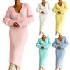 Damen Casual V-Ausschnitt Langarm Strickpullover Kleid Farbe für den täglichen Gebrauch