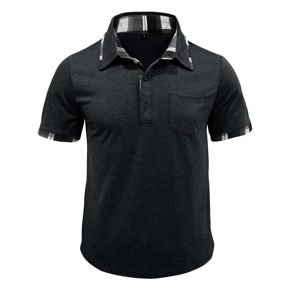 Herren Farbknopf Kurzarm Oberteil Herren Freizeit Mode Hemd