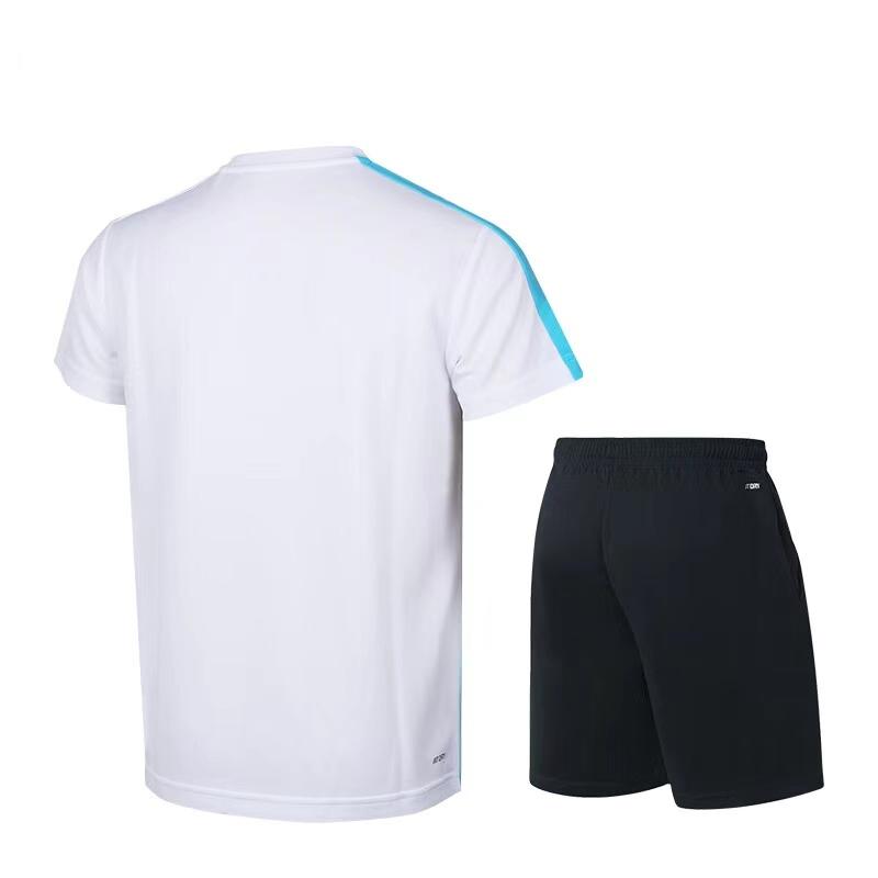 Li Ning Logo Print Comfortable Short Sleeve Tie Waist Shorts Casual Sports Set Men Sets AATT019-2