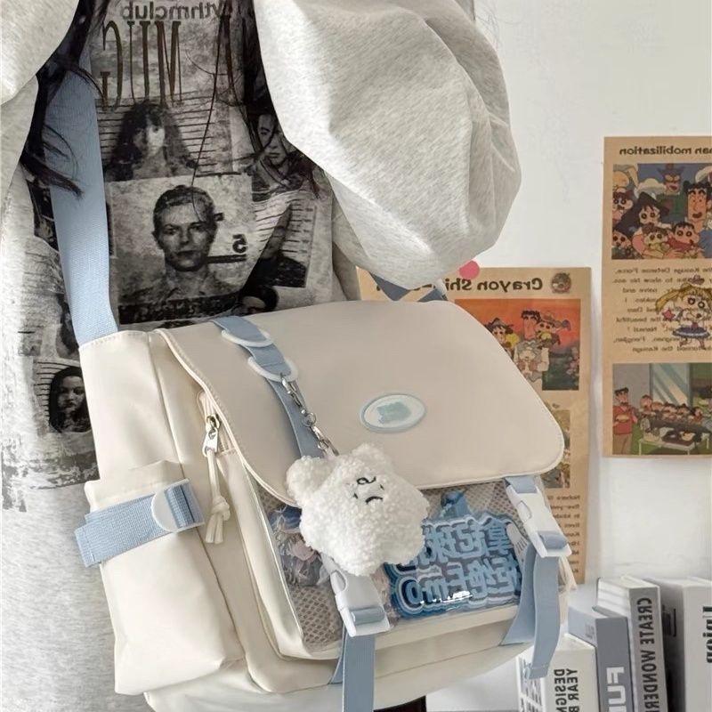 Japanese High-value Lightweight Crossbody Y2k Ulzzang Ita Bag Preppy Style Large Capacity Messenger Bag 10cm Doll Bag 30X24X8cm