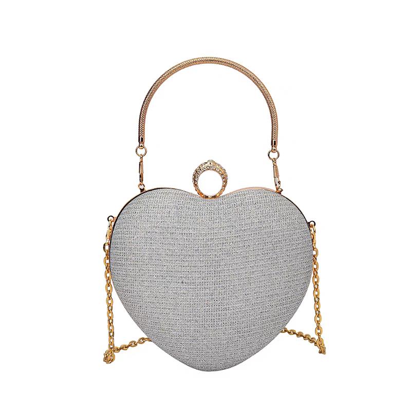 Gold Bright Silk Circular Evening Bag Women Banquet Clutch Rhinestone Decor Chain Shoulder Bags Luxury Female Party Handbags