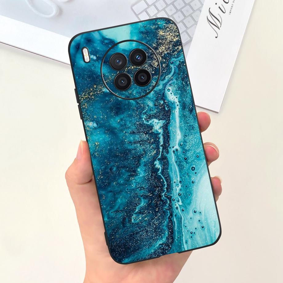 

For Huawei Nova 8i 4G Case Liquid Silicone Soft Funda Capa Water Marble Astronaut Phone Mask Funda For Huawei Honor 50 Lite Capa Nova 8i 4G
