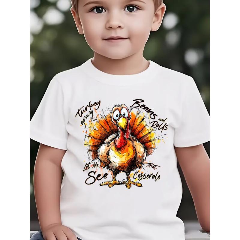 

European sizes Boys Summer Short Sleeve T-Shirt with Funny Print & Catchphrases ( That Casserole ) - Casual Round Neck Tee Suitable for Outdoor Play 98cm белый