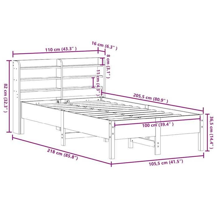 VidaXL Bed Frames Without Mattress Wax Brown 100x200cm Solid Pine Wood 3306896