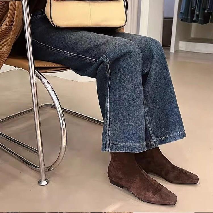 Fashion Winter Short Plush Women Ankle Boots Fashion Square Toe Short Booties Ladies Elegant Low Heels Largas Booties