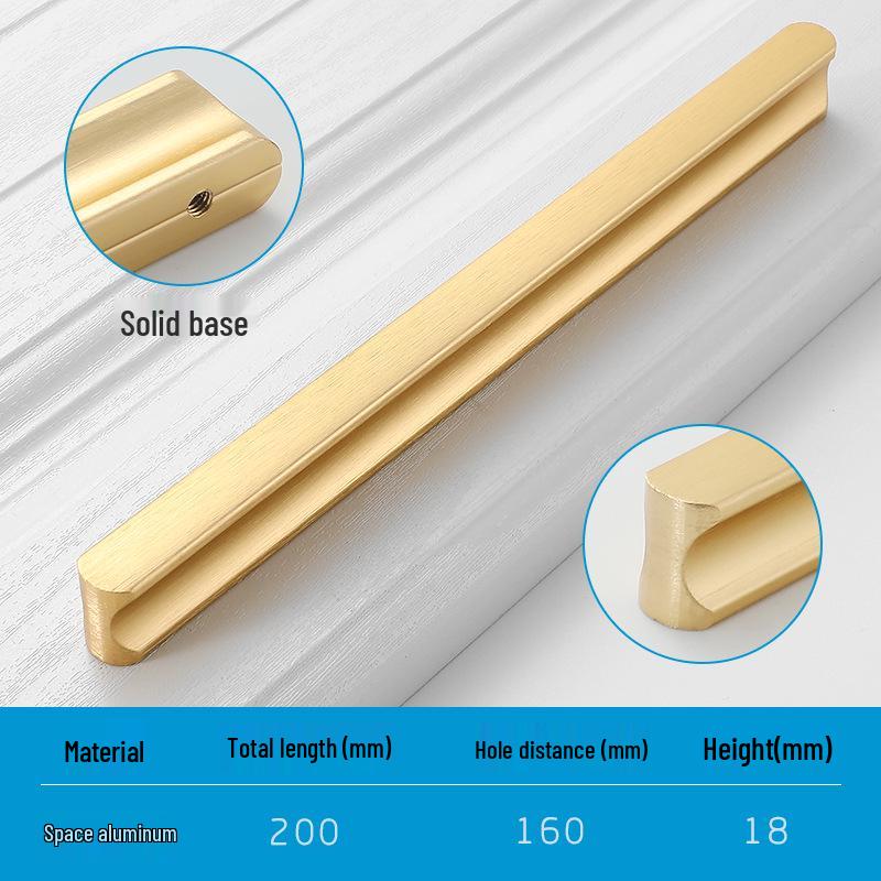 Modern Minimalist Gold Cabinet Handle, Light Luxury I-Shaped Black Drawer Pull
