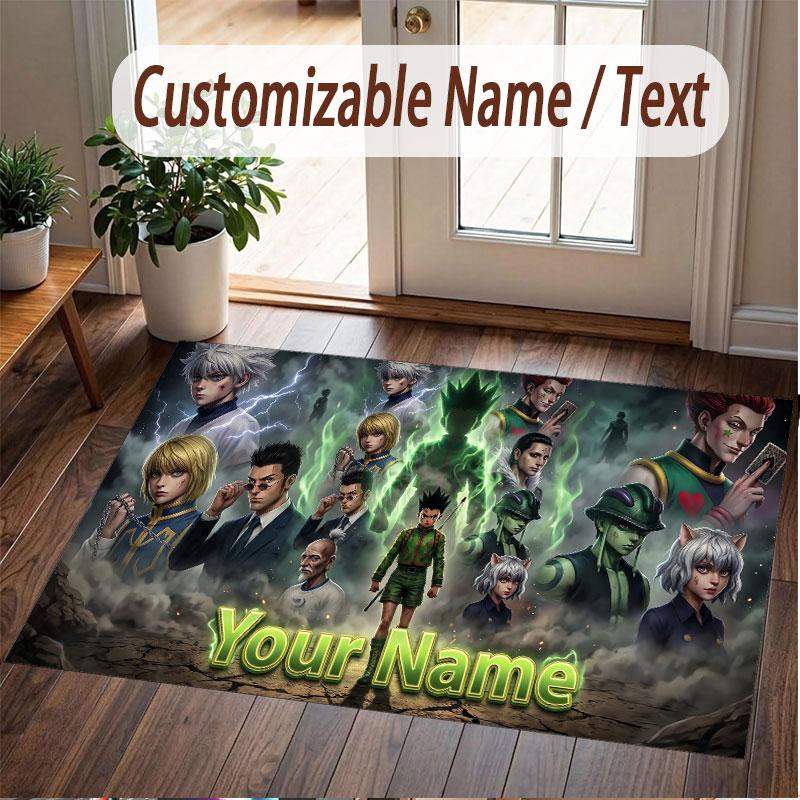 Custom Name Crystal Velvet Rug,Hunter × Hunter Comfortable Anti Slip Floor Mat For Room Decoration