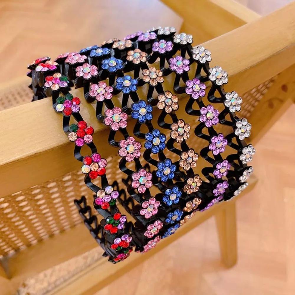 Non-slip Rhinestone Headbands Solid Wave Hairbands for Women Girls Bezel Hair Hoop Ladies Boutique Hair Accessories