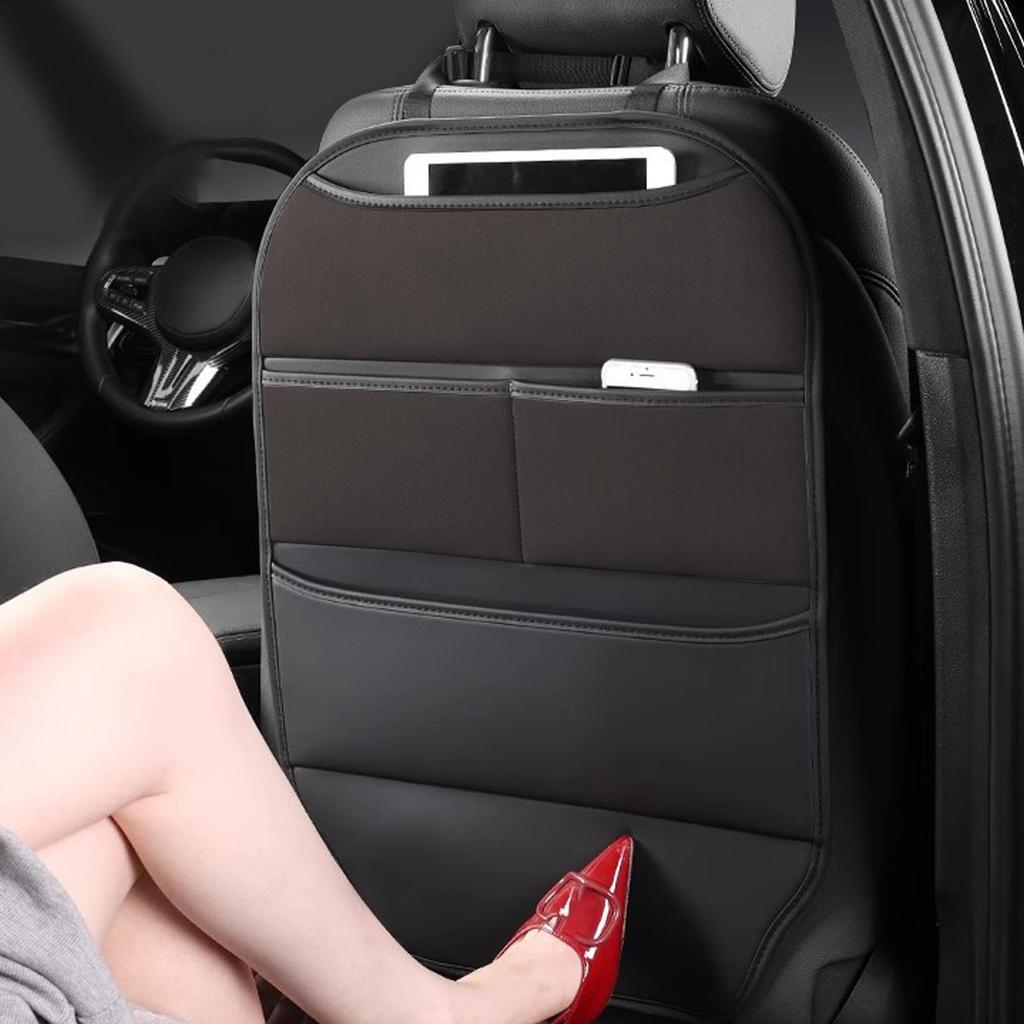 Backseat Car Organizer PU Leather Automotive Storage with Multiple Pockets Car Backseat Organizer Tablet Holder for Kids Travel